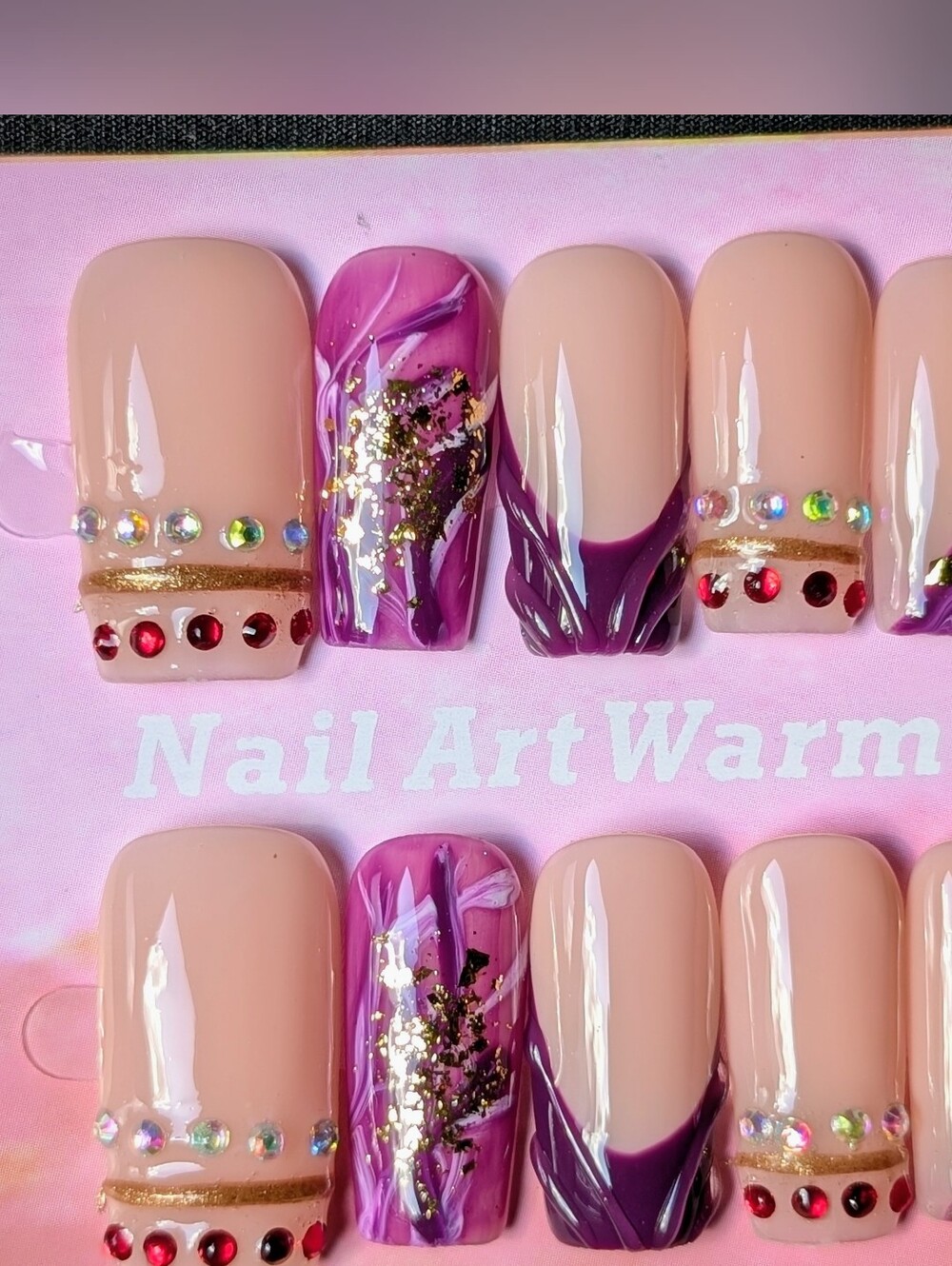 ❤️ 10pc Handmade Press-On Premium Nails Square Coffin Size: Large